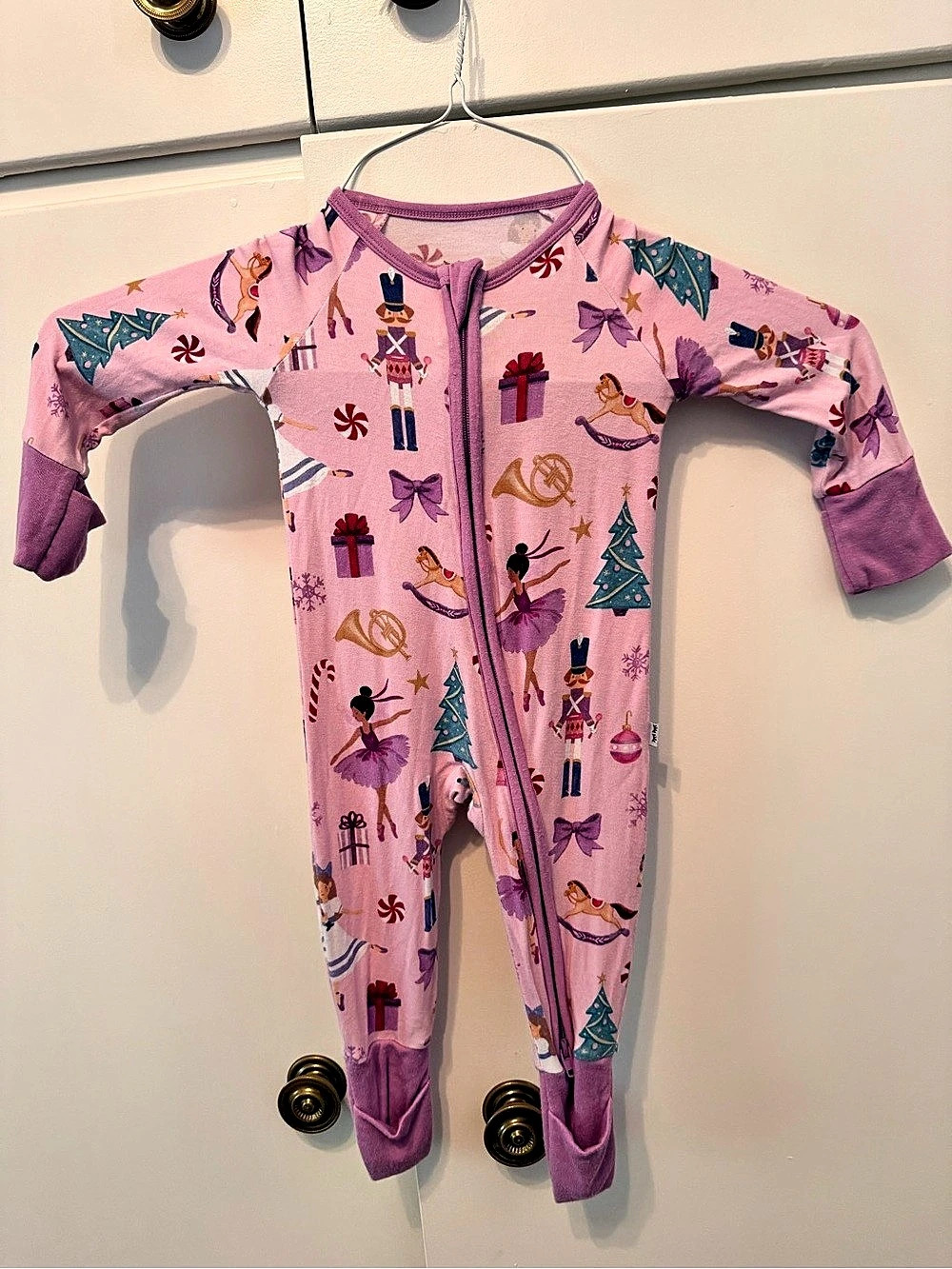 Little Sleepies Night at the Nutcracker Zippy Footie Pink & Purple Baby 0-3
